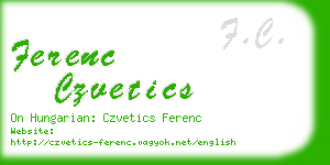 ferenc czvetics business card